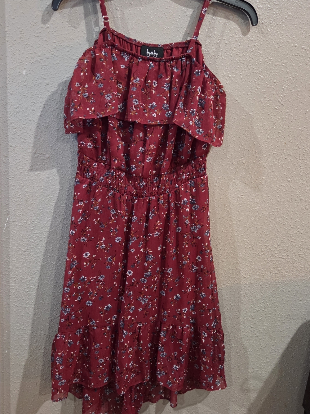 by & by Red Floral Ruffle Sundress